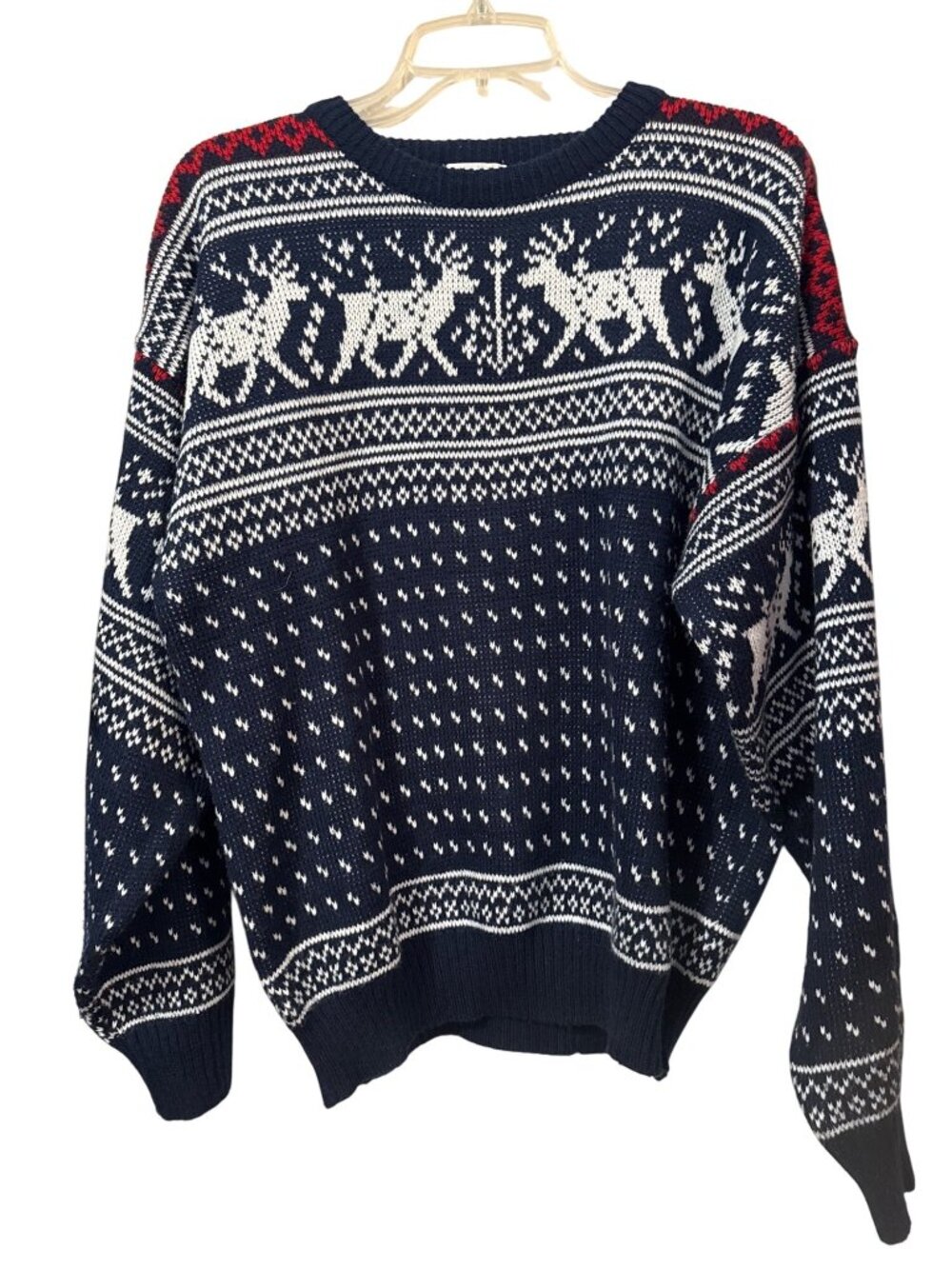 Vintage Reindeer Sweater Carson Poie Sol Sz L